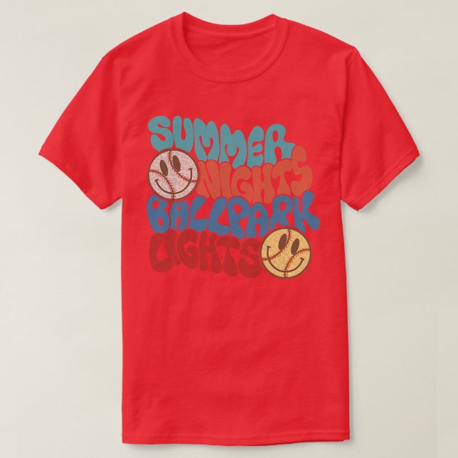Camiseta Retro Summer Nights And Ballpark Lights Baseball S (Frente do Design)