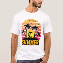 Camiseta Retro Summer Vibes - Pôr do Sol da Palmei