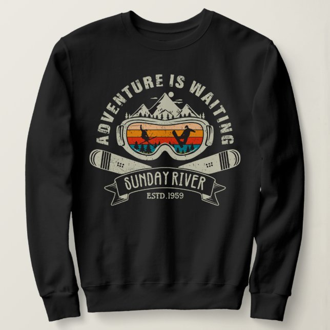 Camiseta Retro Sunday River Ski Adventure (Frente do Design)