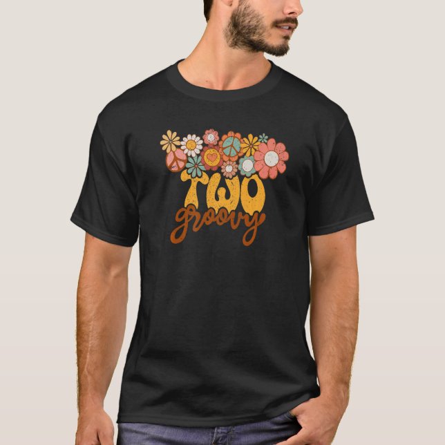 Camiseta Retro Sunflower Hippie Two Groovy Positive Mind Ha (Frente)