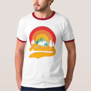 Camiseta Retro Sunset Alaska Juneau Moose 0Montanhas Selvag