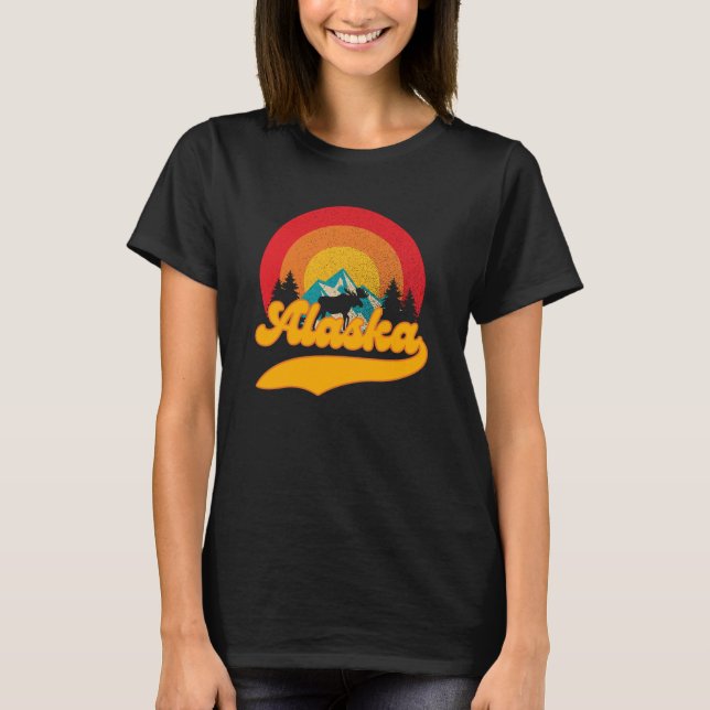Camiseta Retro Sunset Alaska Juneau Moose 0Mounts (Frente)