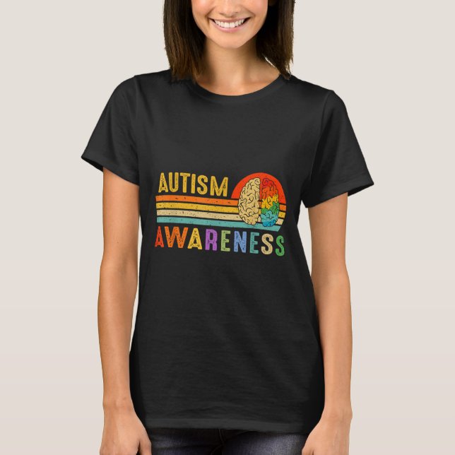 Camiseta Retro Sunset Autism Awareness Neurodiversity Spect (Frente)