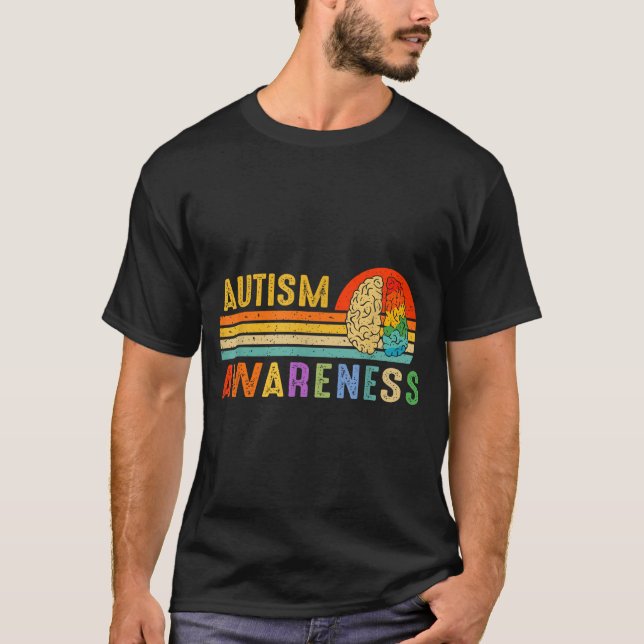 Camiseta Retro Sunset Autism Awareness Neurodiversity Spect (Frente)