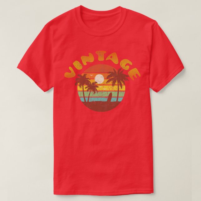 Camiseta Retro Sunset Beach 80s (Frente do Design)