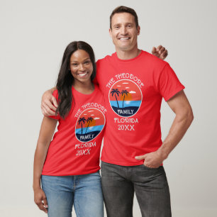 Camiseta Retro Sunset Beach   Férias Familiares Personaliza