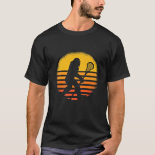 Camiseta Retro Sunset Bigfoot Lacrosse Stick Men Mulheres A