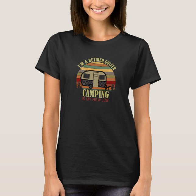 Camiseta Retro Sunset Camper Retired GOLFER New Job Camping (Frente)