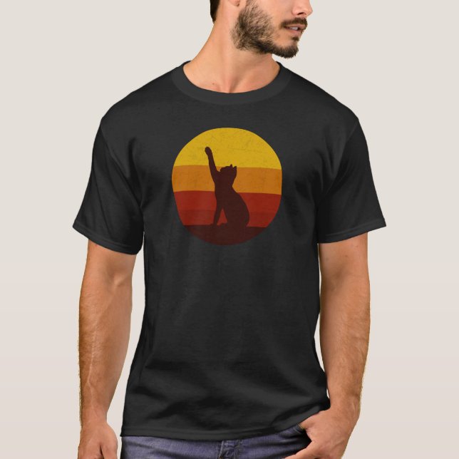 Camiseta Retro Sunset Cat Silhouette | Vintage Aesthetic Ca (Frente)