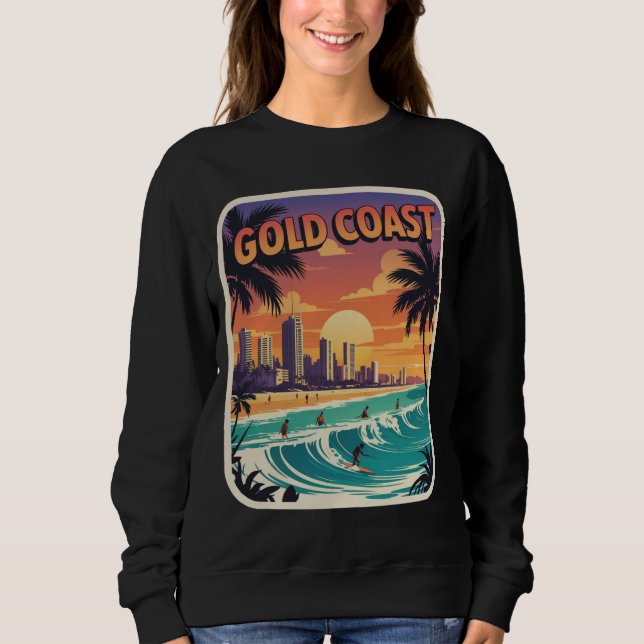 Camiseta Retro Sunset Costa Dourada Austrália Surfer Beach (Frente)