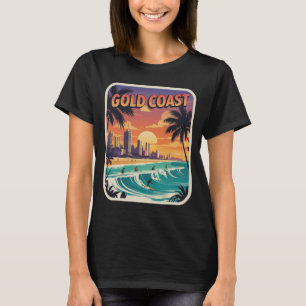 Camiseta Retro Sunset Costa Dourada Austrália Surfer Beach