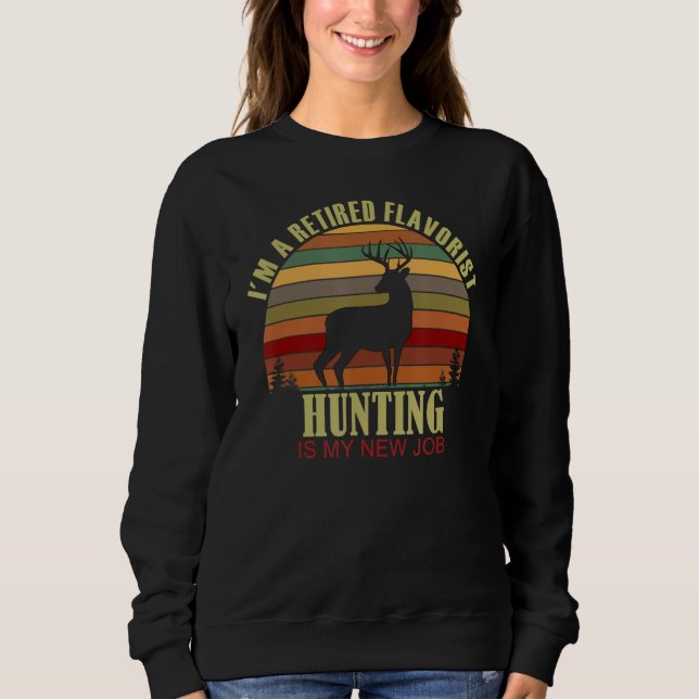 Camiseta Retro Sunset Deer Retired FLAVORIST New Job Huntin (Frente)
