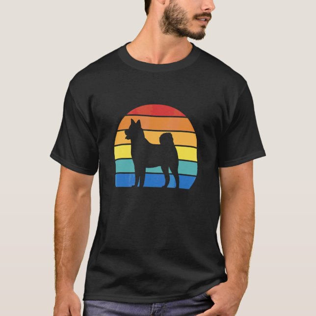 Camiseta Retro Sunset Dog Akita Inu (Frente)