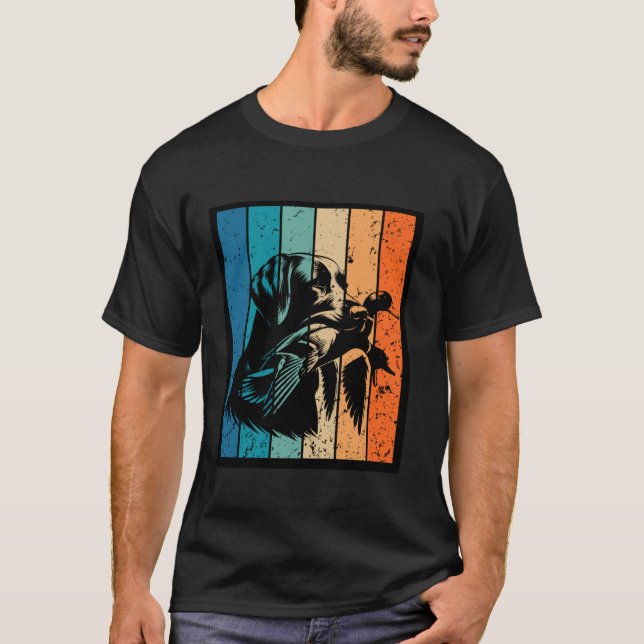 Camiseta Retro Sunset Duck Hunting Design Long Sleeve T Shi (Frente)