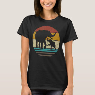 Camiseta Retro Sunset Elephants Mãe Zoólogo Bebê Bir