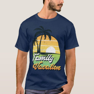 Camiseta Retro Sunset - Férias Exóticas Familiares Verão