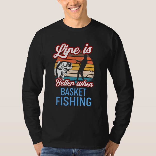 Camiseta Retro Sunset Fishing  When Basket Fishing (Frente)