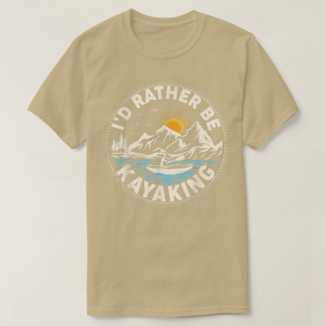 Camiseta Retro Sunset Funny I'd Rather Be Kayaking  (Frente do Design)
