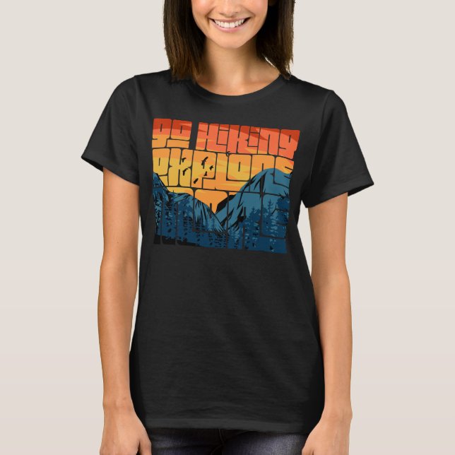 Camiseta Retro Sunset Landscape Hiking Adventure Explorar (Frente)