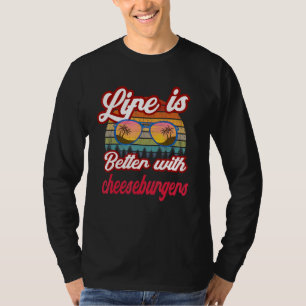 Camiseta Retro Sunset Life É Melhor Com Cheeseburgers