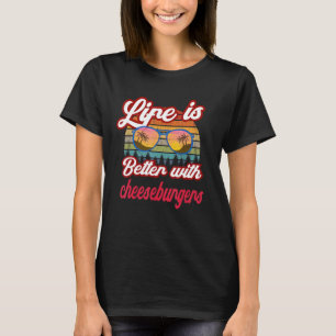 Camiseta Retro Sunset Life É Melhor Com Cheeseburgers