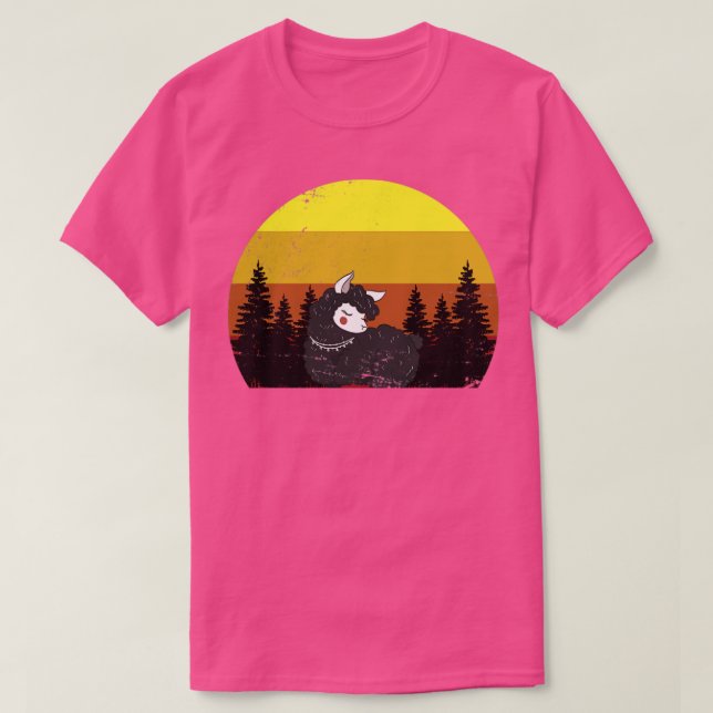 Camiseta Retro Sunset Llama (Frente do Design)