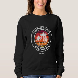 Camiseta Retro Sunset Malibu California Beach Palm Tree Ar