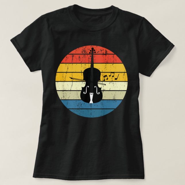 Camiseta Retro Sunset Orchestra Cello Player Cellist Jazz M (Frente do Design)
