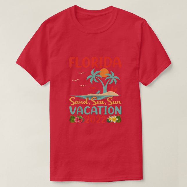 Camiseta Retro Sunset Palm Tree Beach Vacation 2022 Florida (Frente do Design)