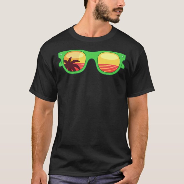 Camiseta Retro Sunset Palm Trees Beach Exotic Tropical Sung (Frente)