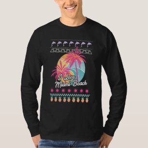 Camiseta Retro Sunset Palm Trees I Love Miami Beach Ugly Su