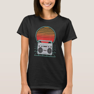 Camiseta Retro Sunset Portable Vintage Radio Cassor