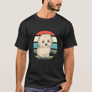Camiseta Retro Sunset Puppy Dog Maltês