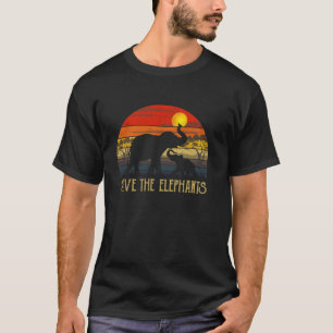 Camiseta Retro Sunset Salva Elefantes África Animal Selvage