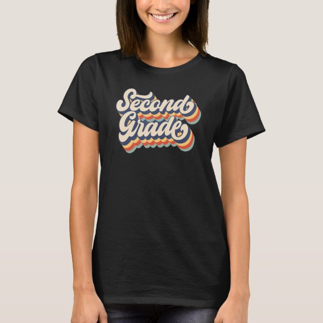 Camiseta Retro Sunset Second Grade Teacher & Student Back T (Frente)