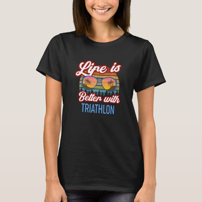 Camiseta Retro Sunset Slogan   With Triathlon (Frente)