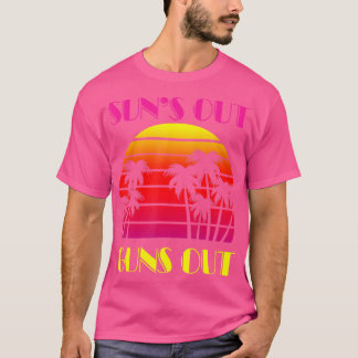 Camiseta Retro Sunset Suns Out Guns Out Palm Beach 1980S Fa
