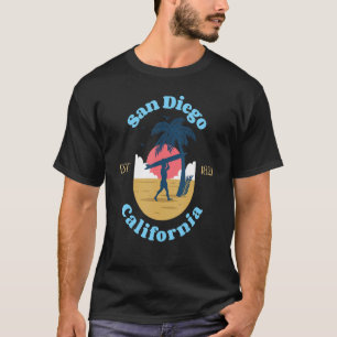 Camiseta Retro Sunset Surfer San Diego California 1