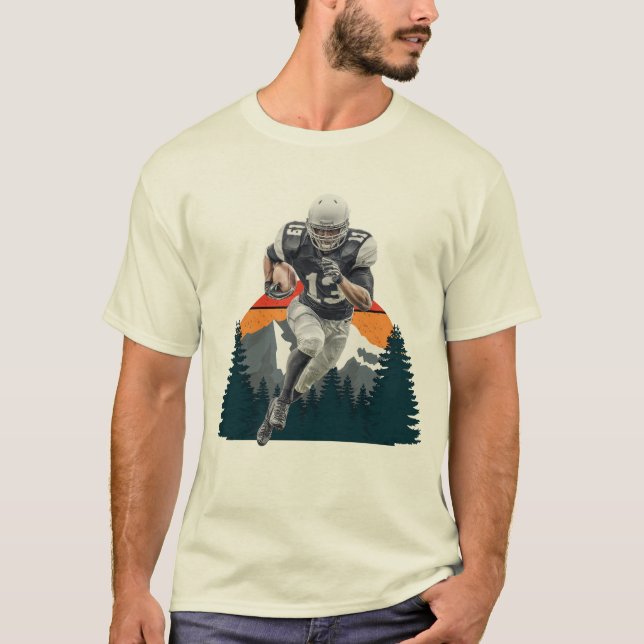 Camiseta Retro Sunset Wild American Football Player Tee (Frente)