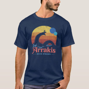 Camiseta Retro Surf Arrakis Sandworm Casa Atreides Ficção C