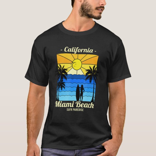 Camiseta Retro Surfing Fans Surf Beach California Miami (Frente)