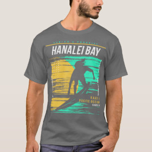 Camiseta Retro Surfing Hanalei Bay Kauai Hawaii Vintage Sur