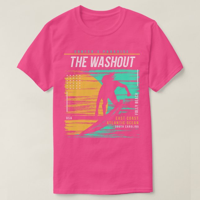 Camiseta Retro Surfing the Washington Folly Beach South oli (Frente do Design)
