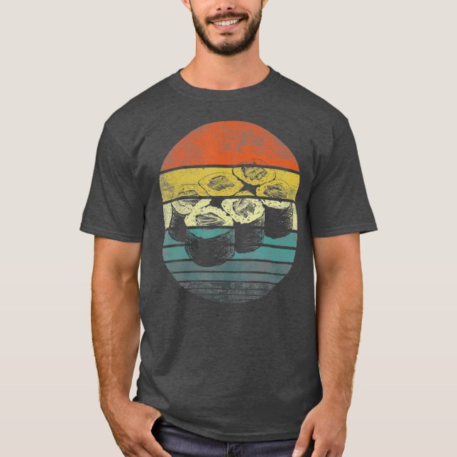 Camiseta Retro Sushi Roll Sashimi Lover Funny Japonês (Frente)