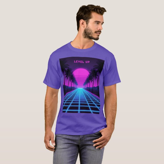 Camiseta Retro Synthwave Palmeiras Neon (Frente Completa)