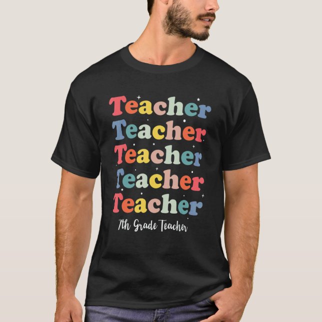 Camiseta Retro Teacher Inspirational Back to School 7th Gra (Frente)