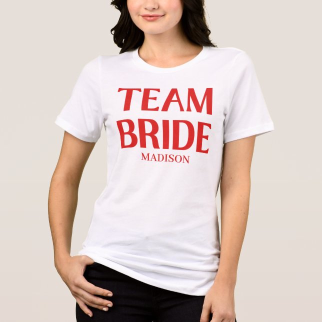 Camiseta Retro Team Bride Bachelorette Red Pink (Frente)