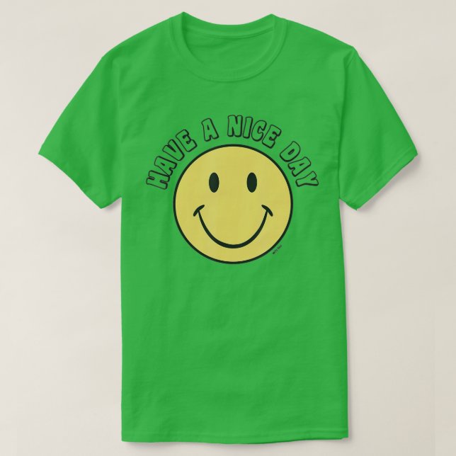 Camiseta Retro - Tenha Um Bom Dia - Rosto Feliz Sorriso  (Frente do Design)