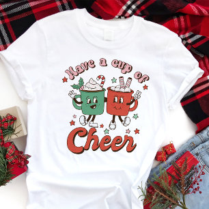 Camiseta Retro Tenha uma Xícara de Alegria Cacau de Natal