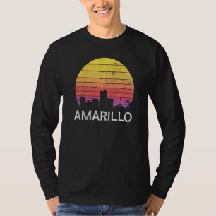 Camiseta Retro Texas Amarillo Linha de Silhueta Urbana Edif